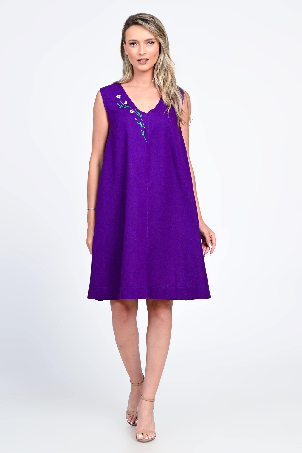 Rochie Dama, Eranthe, V-Neckline V340, cu Pictura Realizata Manual - 3 | YEO